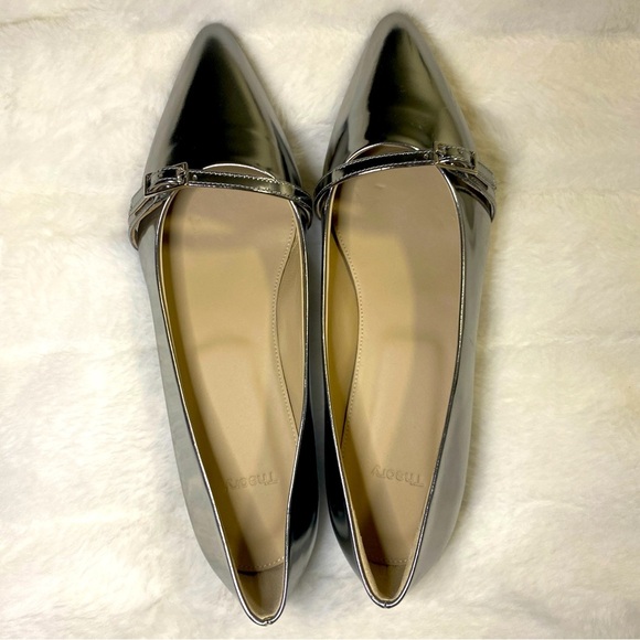 New Theory Silver Metallic Leather Ballet Shoes - Size 37 - Picture 10 of 11